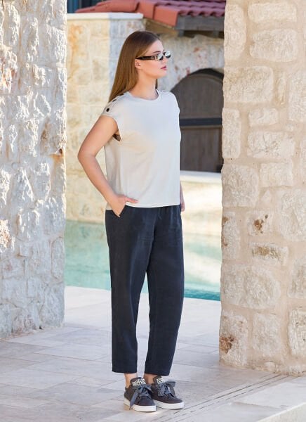 Kısa Kol Düğme Detay 2'li Takım CossybyAqua 25713