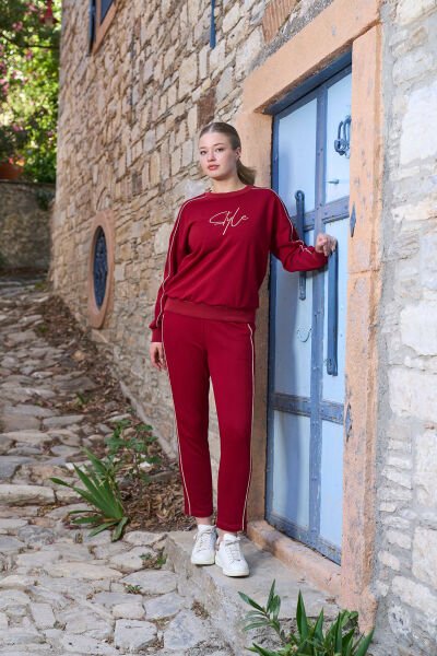 Baskı Detay Kadın Spor 2'li Takım CossybyAqua 26011 Bordo