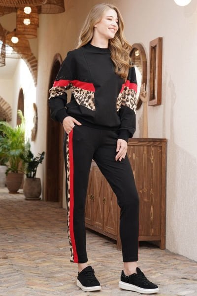 Leopar Desen Taş Baskılı Spor 2'li Takım CossybyAqua 22256K