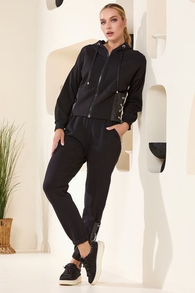 Dik Yaka Bağcık Detay Spor Eşofman Takım CossybyAqua 25207