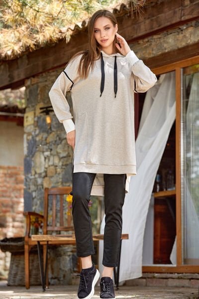 Kapüşonlu Uzun Tesettür Eşofman Takım CossybyAqua 24375