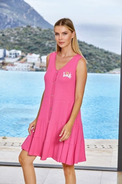 Önden Düğmeli Gecelik CossybyAqua 24524