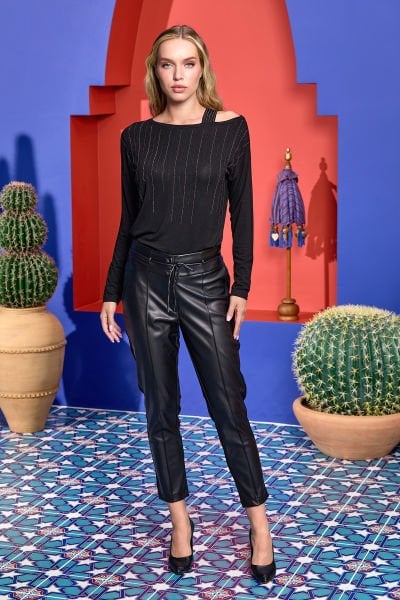 Taş Baskılı Deri Pantolonlu Spor 2'li Takım CossybyAqua 25262