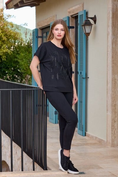 Taş Baskılı Kısa Kol 2'li Takım CossybyAqua 25716