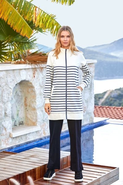 Çizgi Desen Tesettür Spor Eşofman Takımı CossybyAqua 24838