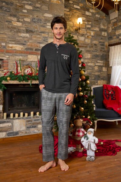 Baskı Detay Erkek Pijama Takımı CossybyAqua 26152