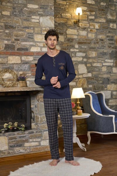 Cep Detay Ekose Desen Erkek Pijama Takımı CossybyAqua 26157