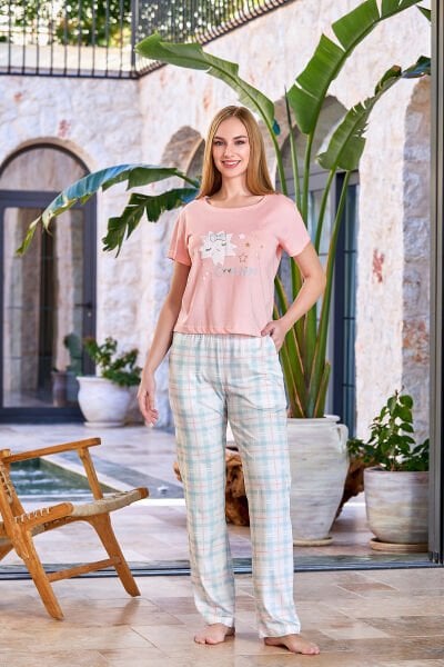 Kısa Kol Baskı Detay Pijama Takımı CossybyAqua 25518