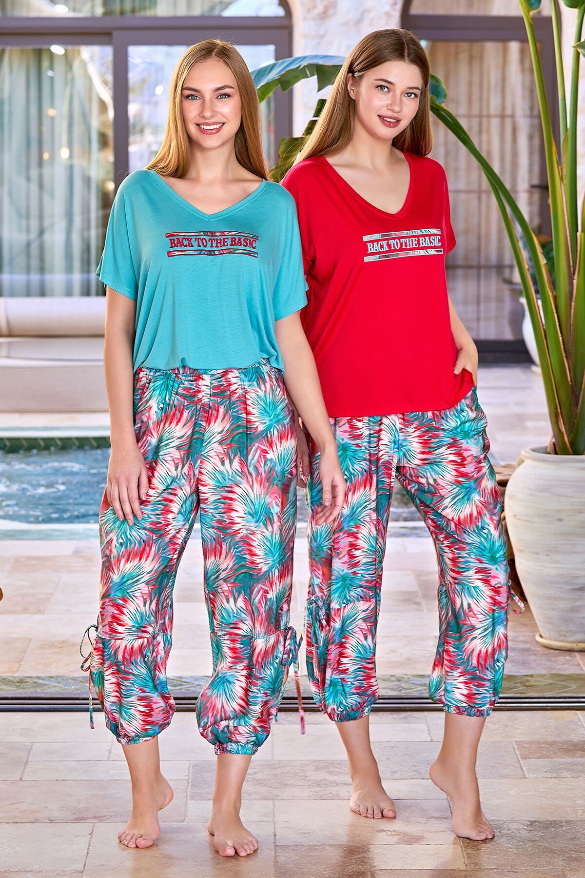 Kısa Kol Desenli Pijama Takım CossybyAqua 25520