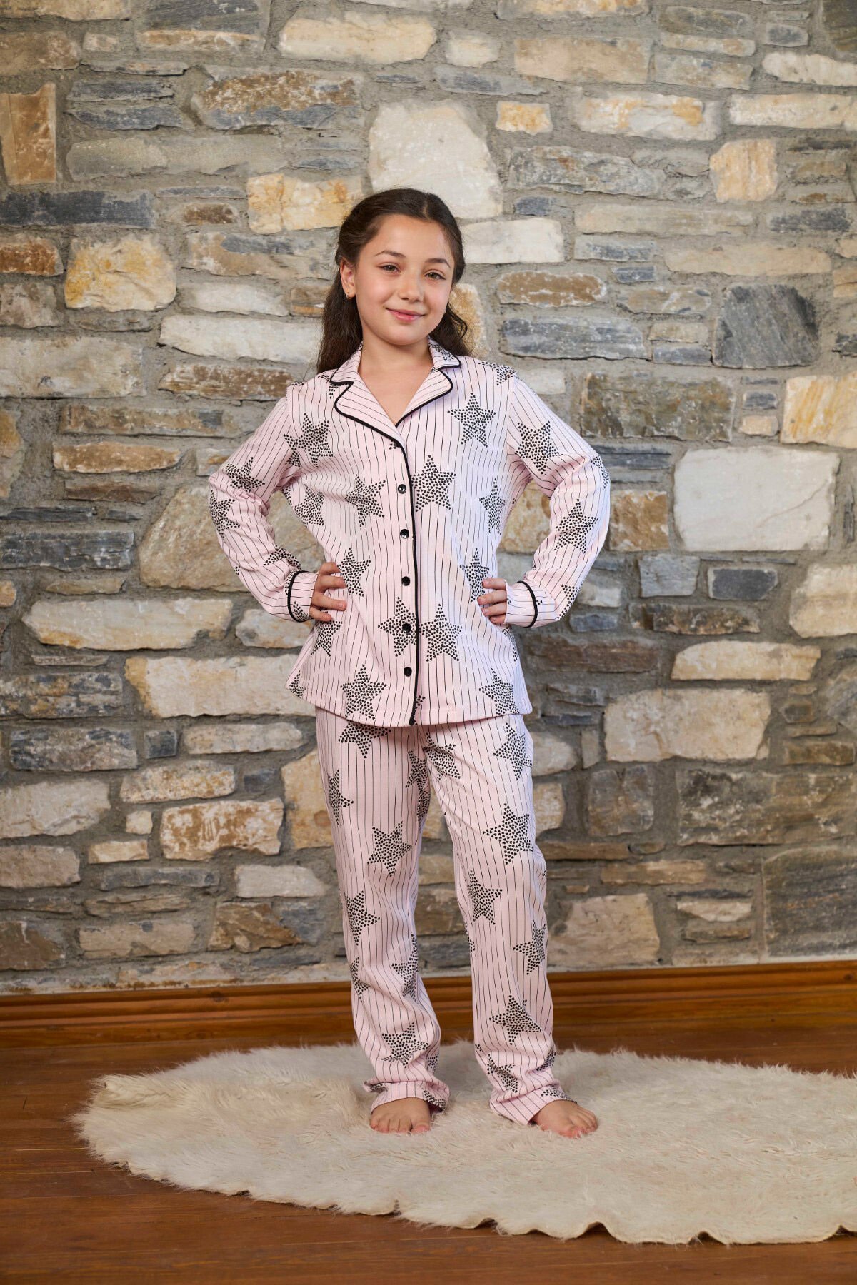 Desenli Çocuk Gömlek Pijama Takımı CossybyAqua 26453