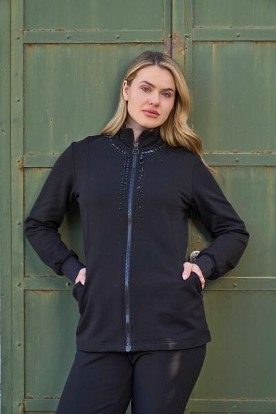 Taş Baskılı Dik Yaka Büyük Beden Eşofman Takımı CossybyAqua 26126