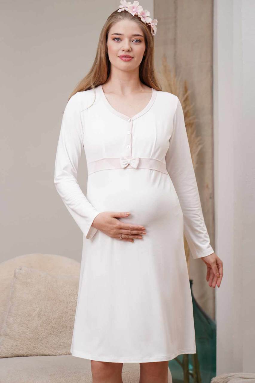 Emzirme Detaylı Sade Lohusa Hamile Gecelik