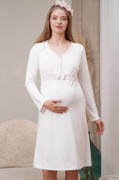 Emzirme Detaylı Sade Lohusa Hamile Gecelik