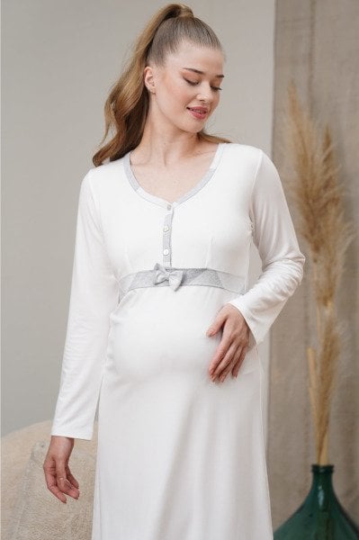 Emzirme Detaylı Sade Lohusa Hamile Gecelik