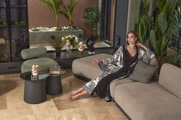 Uzun Desenli Kimono Sabahlık CossybyAqua 26557