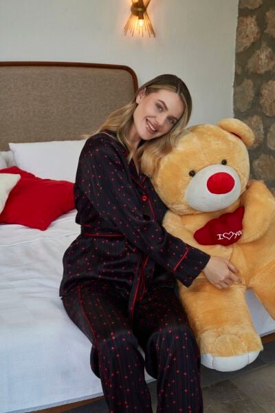 Uzun Kol Önden Düğmeli Kuşak Detay Pijama Takımı CossybyAqua 27013
