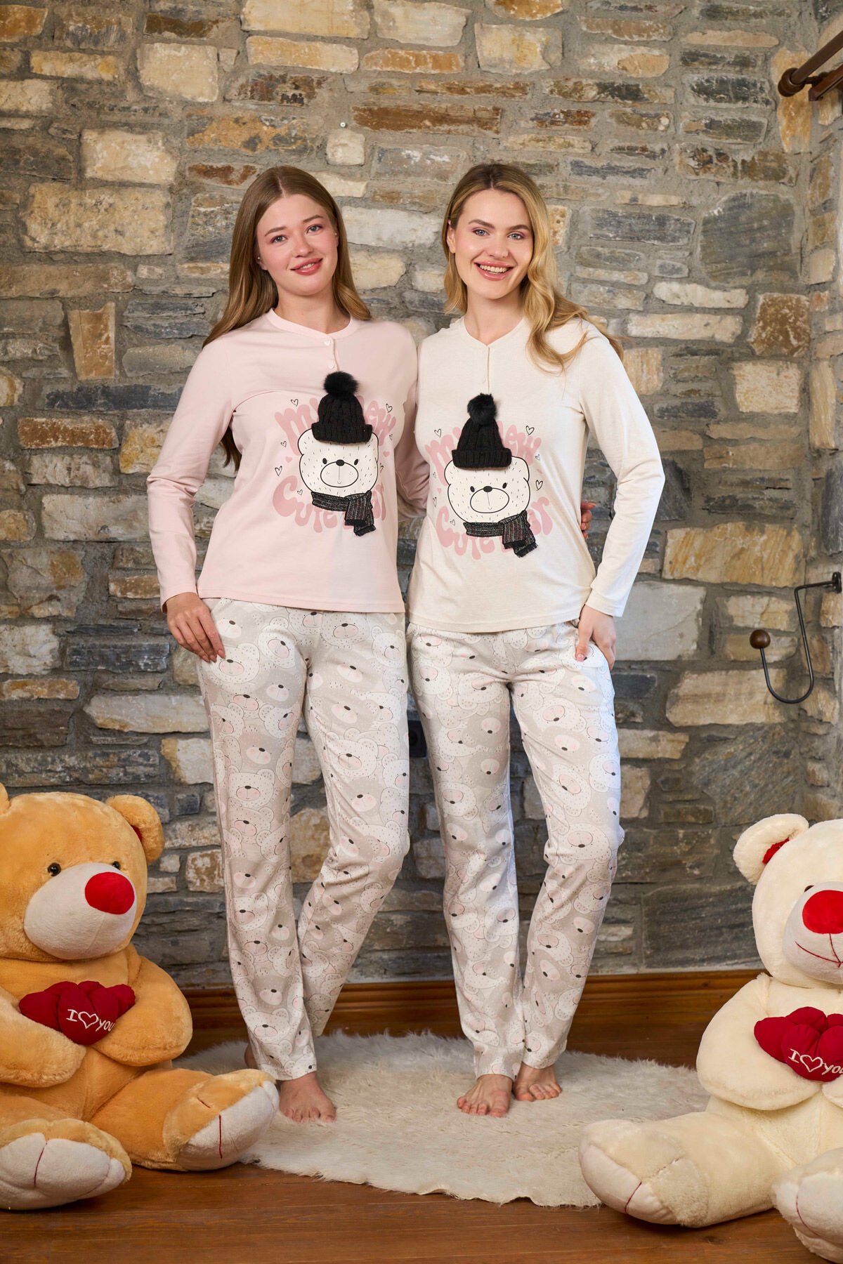 Desenli Kadın Pijama Takımı CossybyAqua 26235