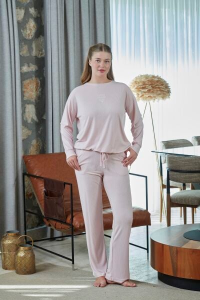 Uzun Kol Baskı Detay Pijama Takımı CossybyAqua 27077