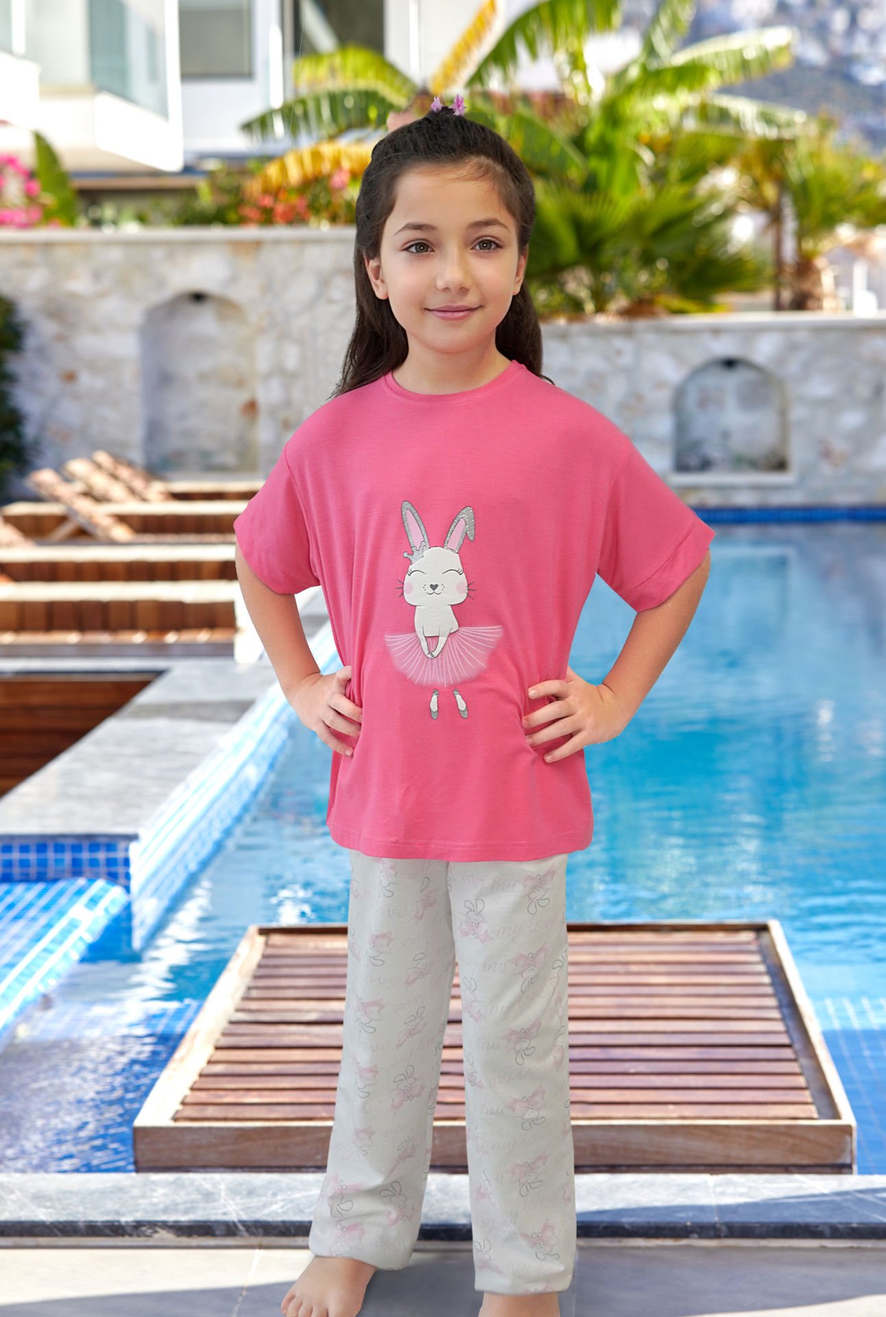 Kısa Kol Baskı Desen Çocuk Pijama Takımı CossybyAqua 24981