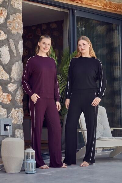 Uzun Kol Biye Detay Homewear 2'li Takım CossybyAqua 27106