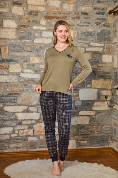 Ekose Desen V Yaka Pijama CossybyAqua 26262