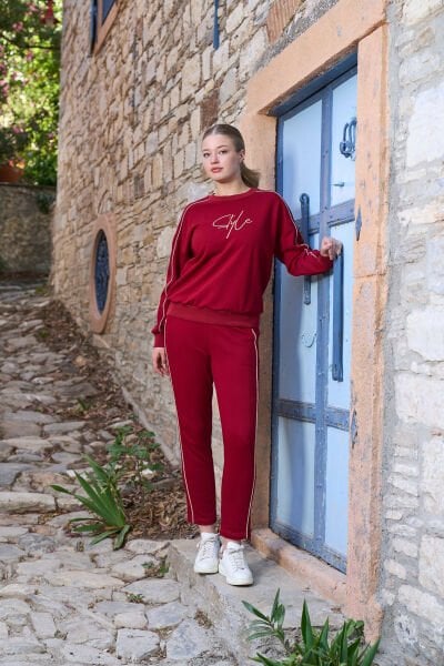 Baskı Detay Kadın Spor 2'li Takım CossybyAqua 26011 Bordo