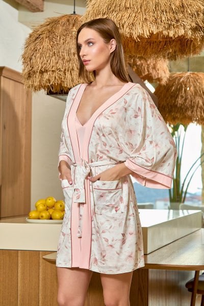 Desenli Kuşak Detay Sabahlık CossybyAqua 25676