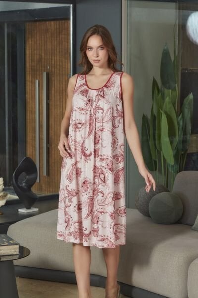 Kolsuz Desenli Kadın Gecelik CossybyAqua 26690