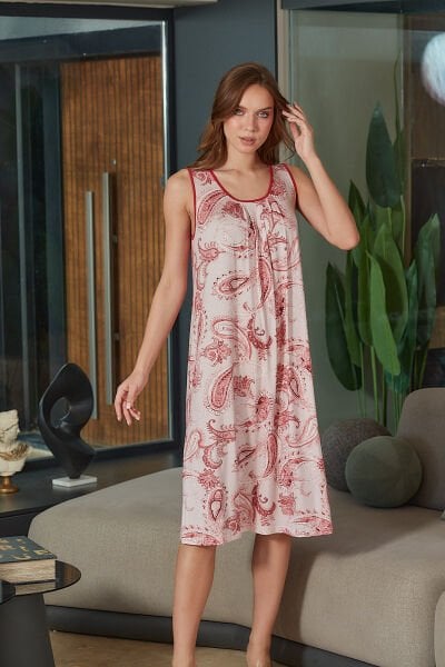 Kolsuz Desenli Kadın Gecelik CossybyAqua 26690