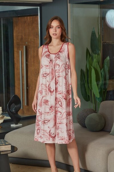 Kolsuz Desenli Kadın Gecelik CossybyAqua 26690