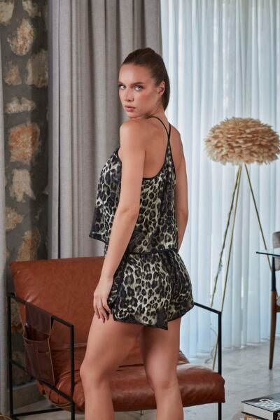 Leopar Desen Babydol Şort Takım CossybyAqua 27153