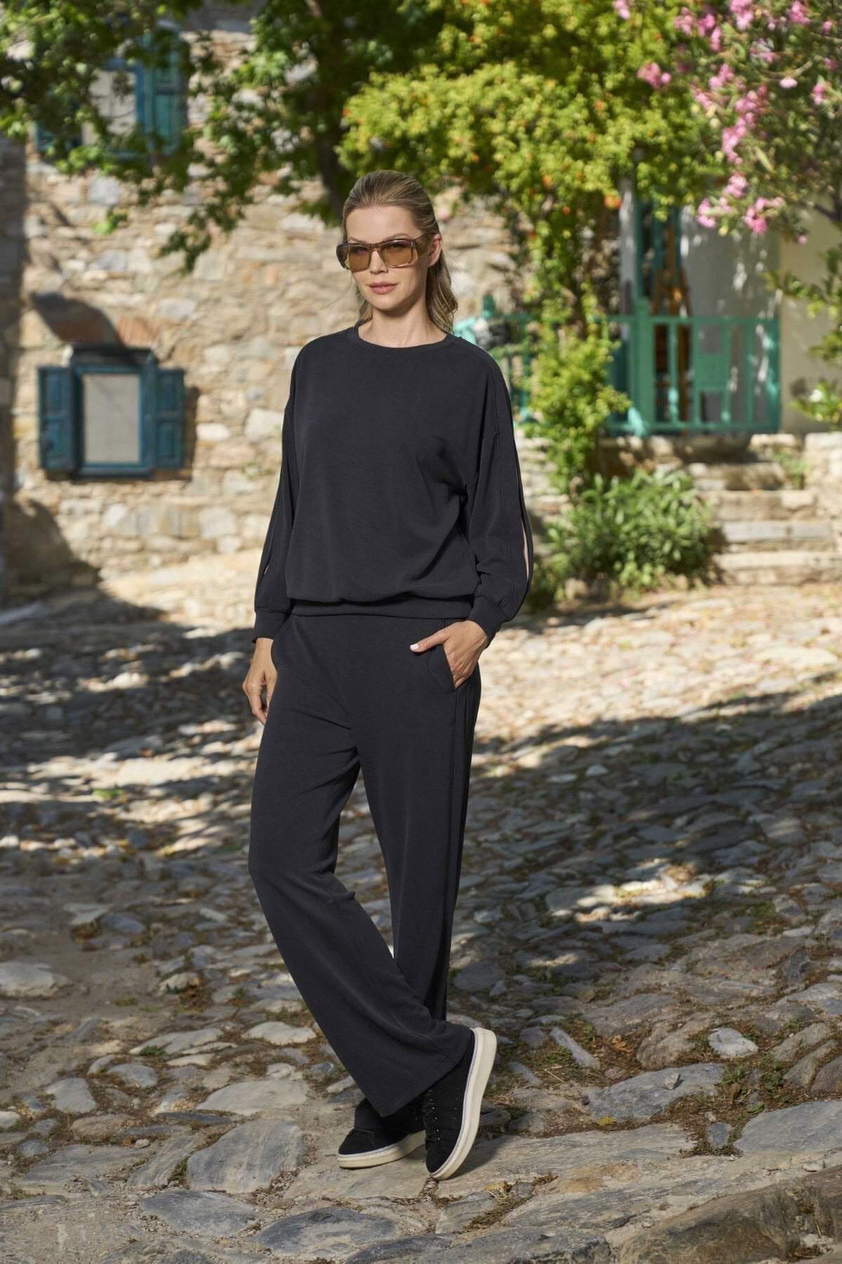 Kol Detay Kadın Spor 2'li Takım CossybyAqua 26117 Antrasit