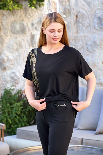 Baskı Detay Kapri Takım Cossy by Aqua 25829 38 - SİYAH