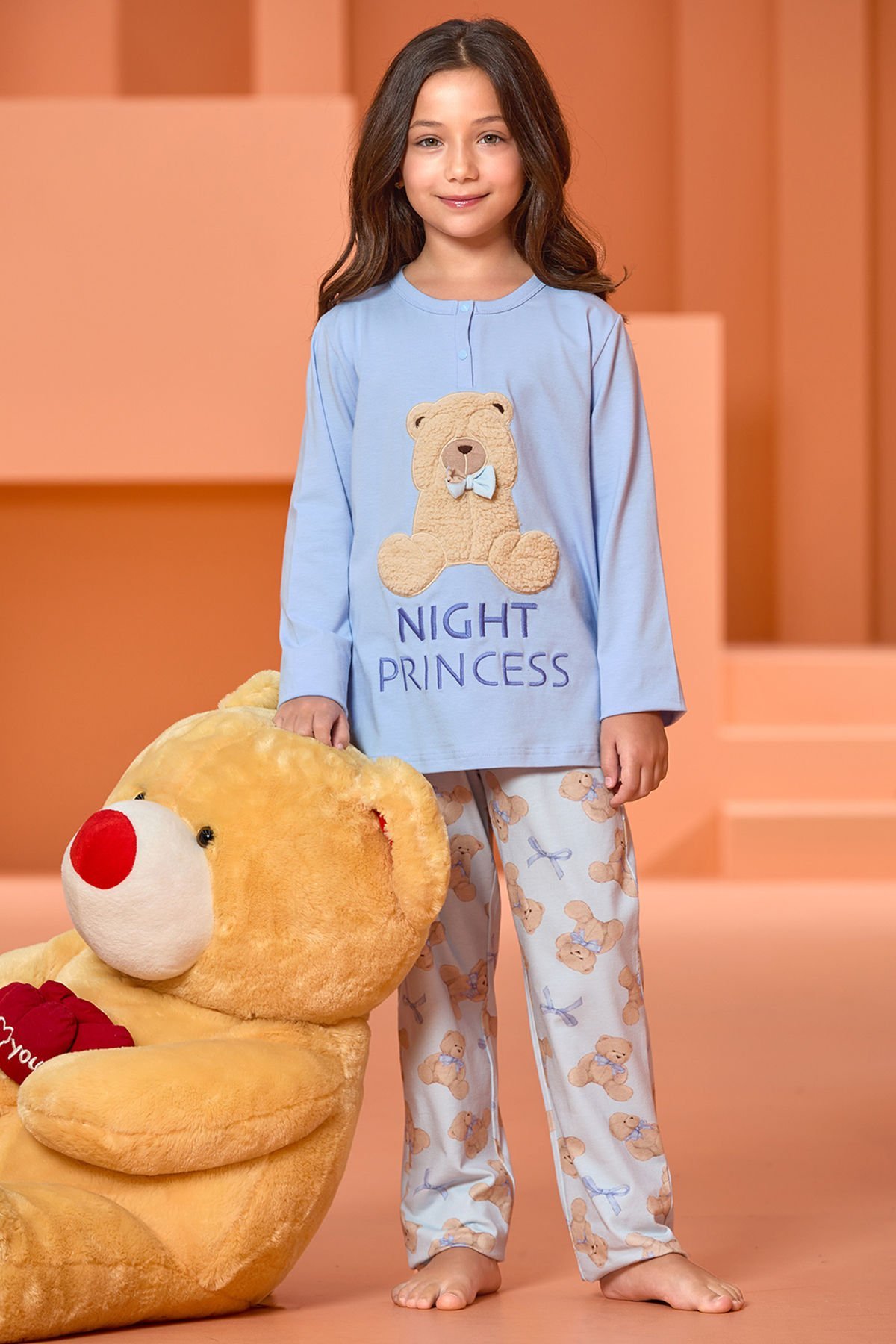 Ayıcık Baskılı Pijama Takımı Cossy By Aqua 25482