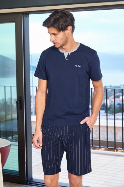 Kısa Kol Çizgi Desen Şort Takım Cossy by Aqua 25911