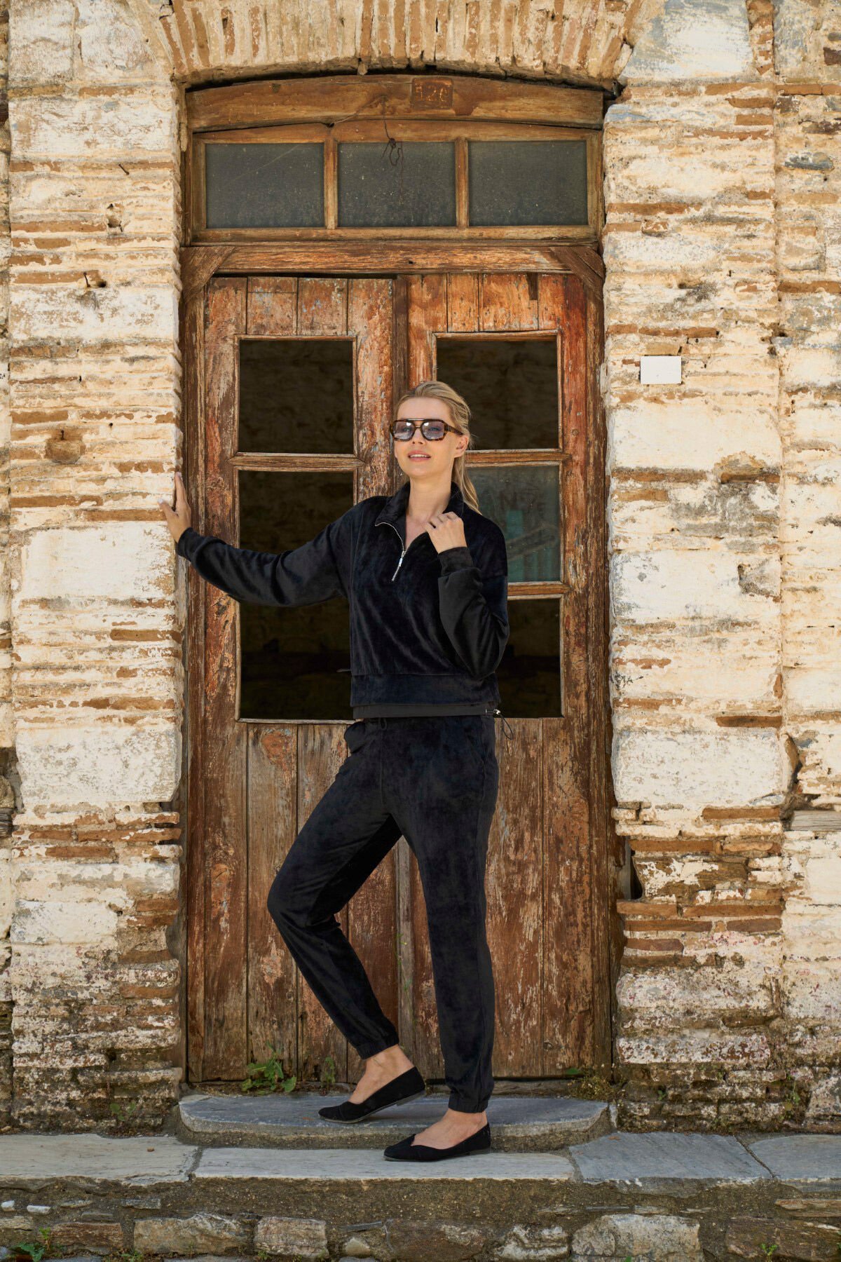 Kadife Dik Yaka Fermuar Detay Spor 2'li Takım CossybyAqua 26062