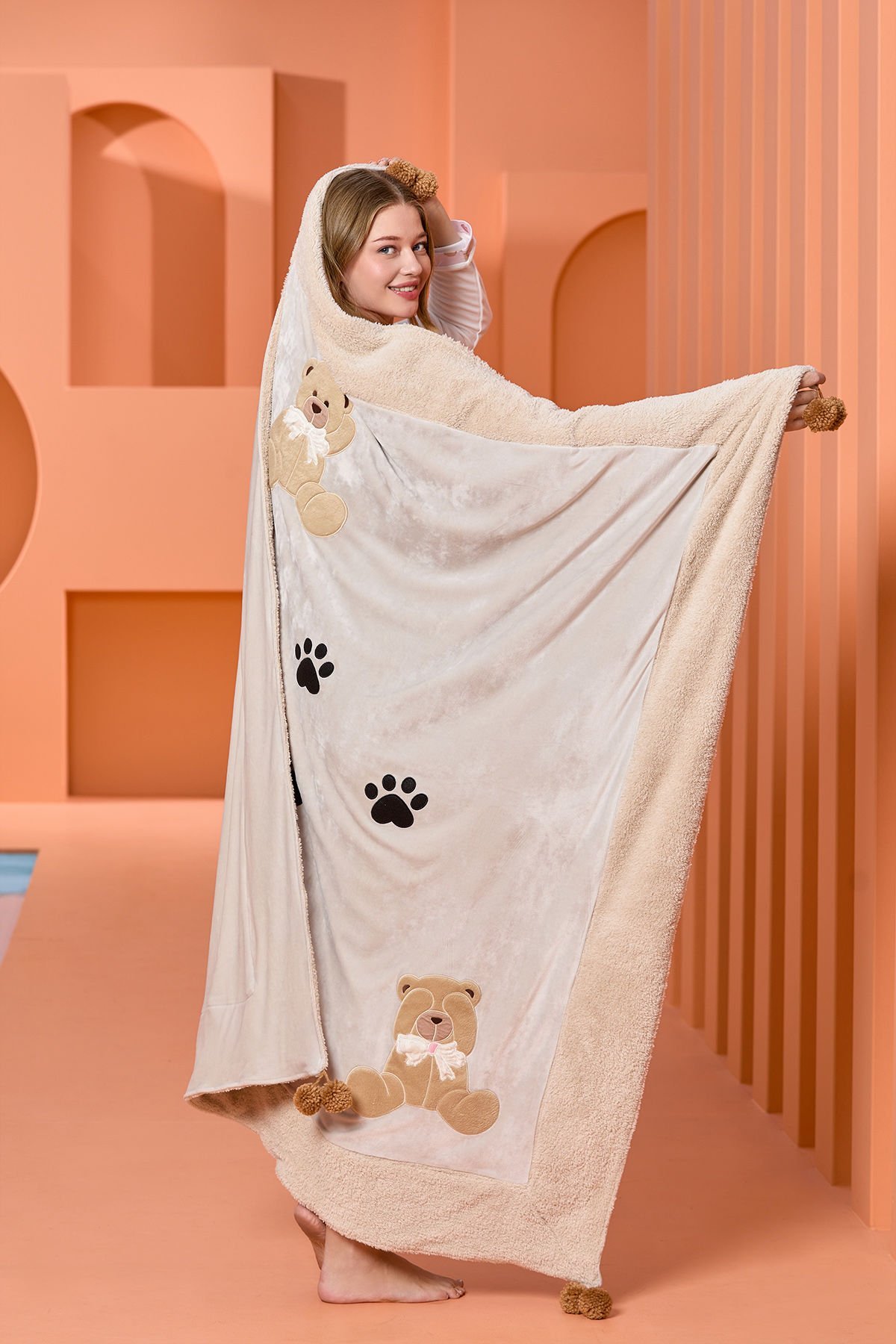 Polar Welsoft Kumaş Ayıcıklı Tv Battaniyesi CossybyAqua Aq1002