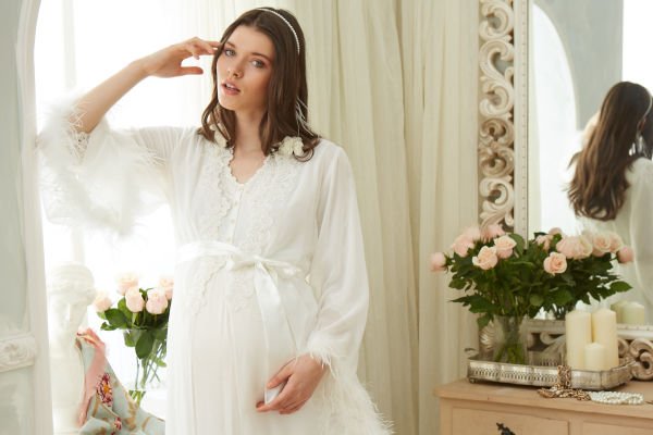 Otrişli Şifon Pullu Brodeli Sabahlık CossybyAqua 26355