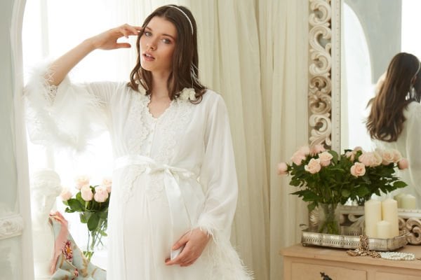 Otrişli Şifon Pullu Brodeli Sabahlık CossybyAqua 26355