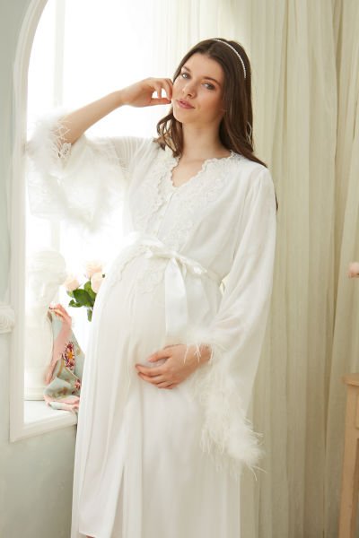 Otrişli Şifon Pullu Brodeli Sabahlık CossybyAqua 26637