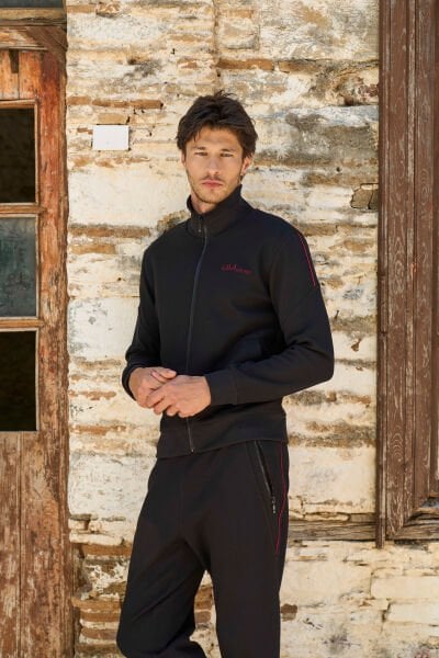 Dik Yaka Erkek Eşofman Takımı CossybyAqua 26196 Siyah