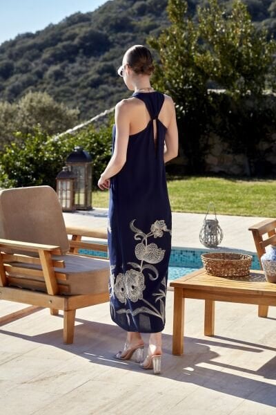 Kolsuz Uzun Desenli Elbise CossybyAqua 26807