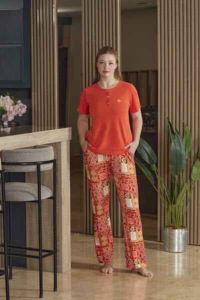 Kısa Kol Desenli Pijama Takımı CossybyAqua 26876