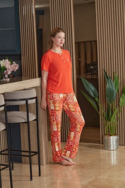 Kısa Kol Desenli Pijama Takımı CossybyAqua 26876