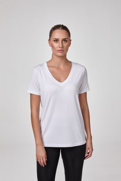 Relactive Kadın Kısa Kollu Derin V Yaka T-Shirt Bluz 2572