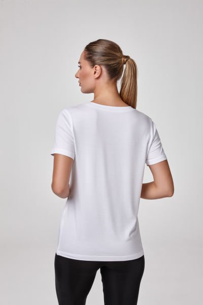 Relactive Kadın Kısa Kollu Derin V Yaka T-Shirt Bluz 2572