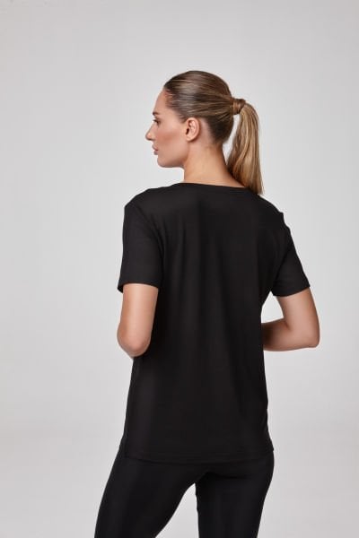 Relactive Kadın Kısa Kollu Derin V Yaka T-Shirt Bluz 2572