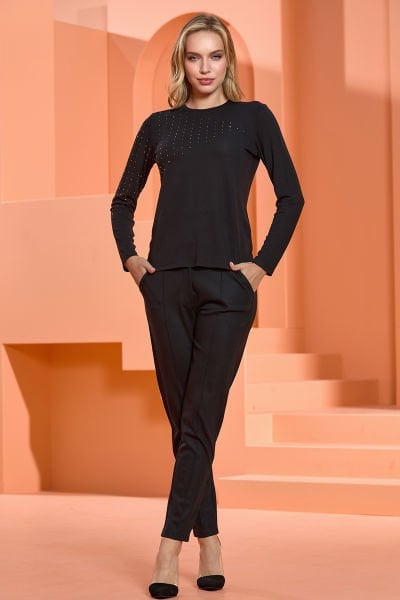 Taş Baskılı Uzun Kol 2'li Takım CossybyAqua 25271