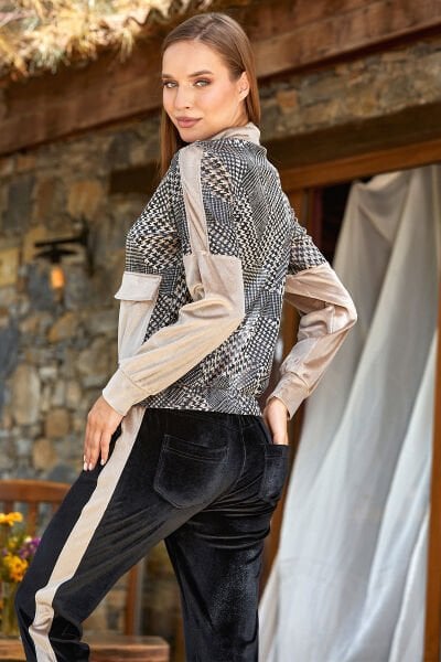 Kazayağı Desen Kadife 2'li Takım Cossy By Aqua 24342