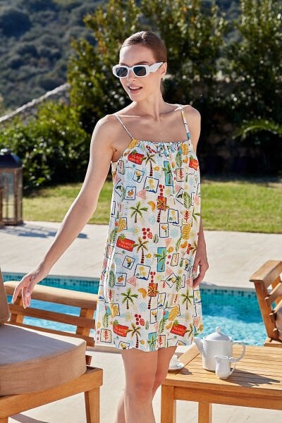 Askılı Desenli Gecelik CossybyAqua 26503